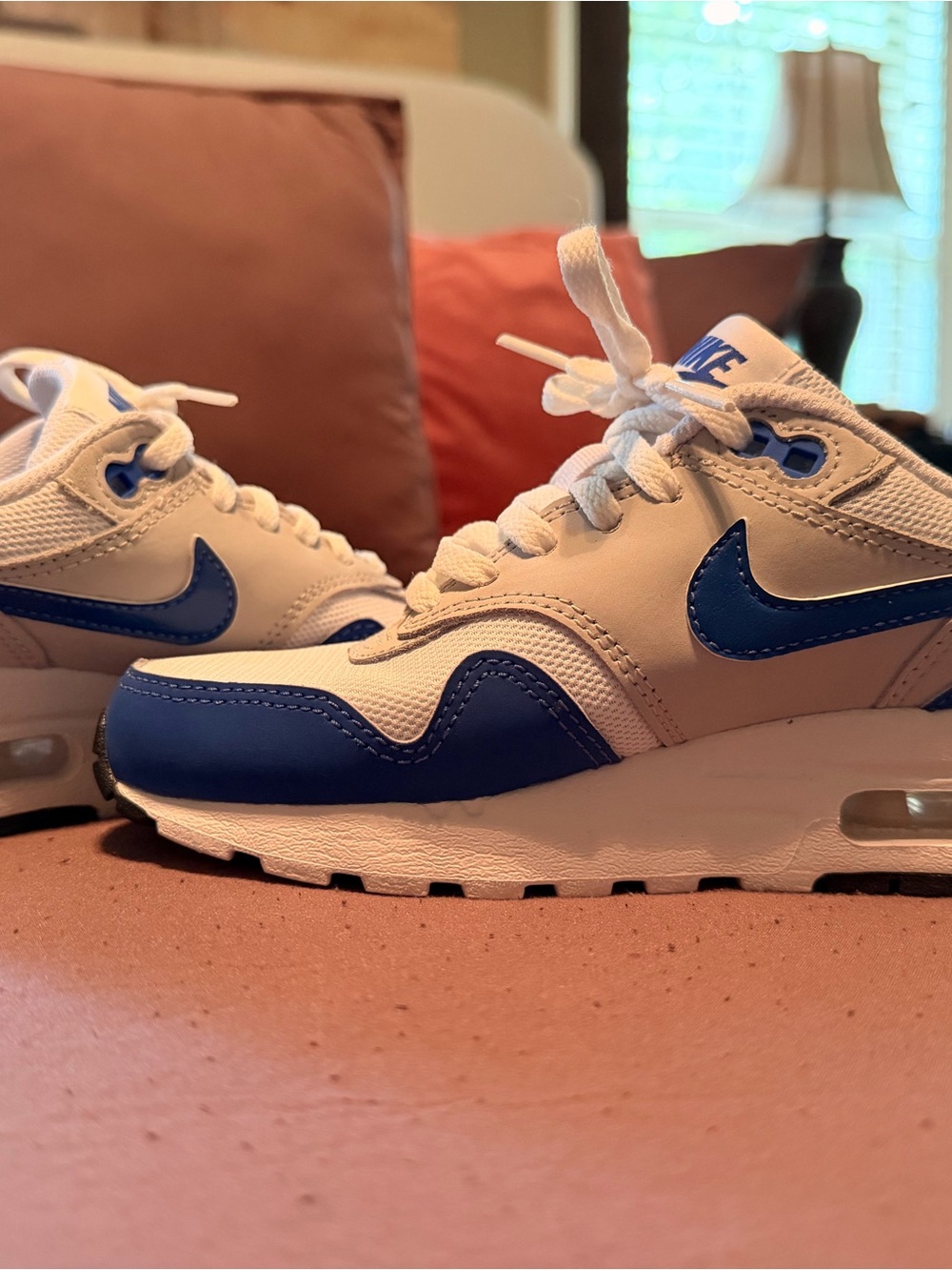 Nike Kids White and Royal Blue Low-Top Sneakers